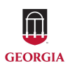 University of Georgia logo. White arch behind a black and red background